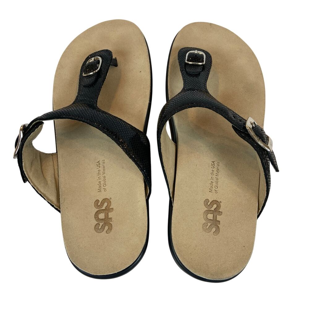 SAS Sanibel T- Strap Slide Sandals Black Size 10 M - Picture 3 of 9